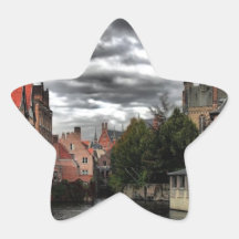 Río en la ciudad de Brujas, Belguim Pegatinas