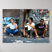 risa de los hombres de Bali Indonesia del ubud Poster