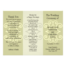Rizo beige del folleto del programa del boda invitaciones personalizada