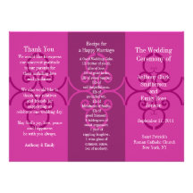 Rizo del rosa del folleto del programa del boda invitaciones personalizada