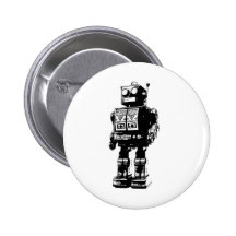 Robot blanco y negro del vintage pin