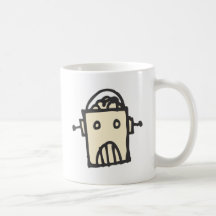 Robot enojado con el cerebro tazas