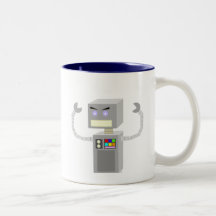 Robot enojado taza de café