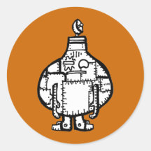 Robot formado cebolla dibujado mano pegatina redonda