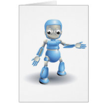 Robot lindo que señala algo tarjeton