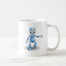 Robot lindo que señala algo tazas
