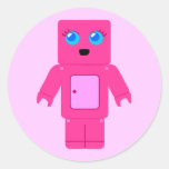 Robot rosado etiqueta redonda