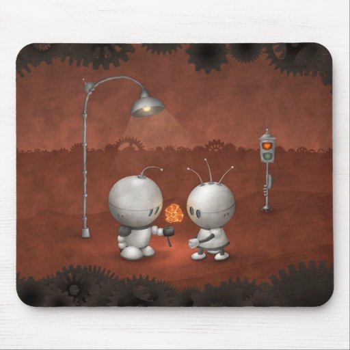 Robots en amor alfombrillas de ratones
