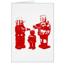 Robots retros del juguete tarjeton