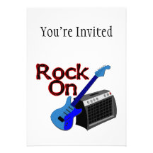 Roca en la guitarra y el amperio invitacion personalizada