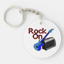 Roca en la guitarra y el amperio llaveros