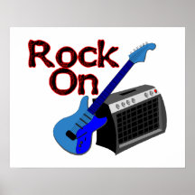 Roca en la guitarra y el amperio poster