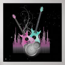 roca en vector de las guitarras eléctricas poster