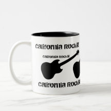 ¡Rocas de California! guitarra negra en blanco Tazas De Café