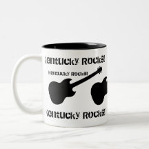 ¡Rocas de Kentucky! guitarra negra en blanco Tazas