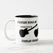 ¡Rocas de la Florida! guitarra negra en blanco Tazas De Café