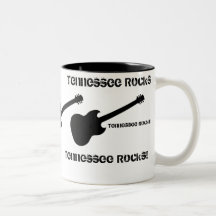 ¡Rocas de Tennessee! guitarra negra en blanco Taza