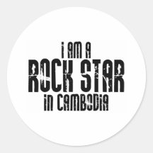 Rockstar en Camboya Pegatina Redonda