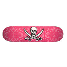 Rogelio alegre floral rosado; Pirata Patineta Personalizada