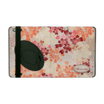 Rojo anaranjado del monograma y flores poner crema powis icase