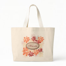 Rojo anaranjado del monograma y flores poner crema bolsas
