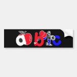 Rojo, blanco, azul y negro, logotipo del alfabeto  etiqueta de parachoque