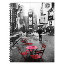 Rojo blanco negro del Times Square Libreta Espiral