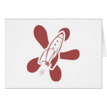 Rojo blanco retro de Splat Rocket Tarjetón