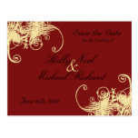 rojo, crema, boda, savethedate, suposición, con cl postal