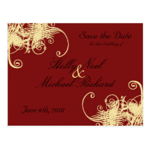 rojo, crema, boda, savethedate, suposición, con cl postal