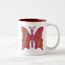 Rojo de la mariposa taza