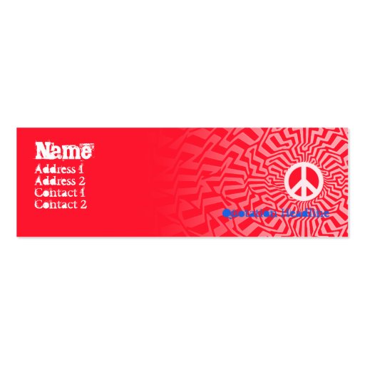 Rojo de la paz - flaco plantillas de tarjetas de visita