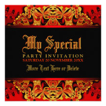 Rojo de la selva del batik+Invitación negra del fi