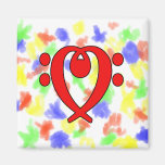 rojo del corazón del clef bajo imán de frigorífico