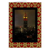 Rojo del Empire State Building, amarillo: Año Nuev Tarjeton