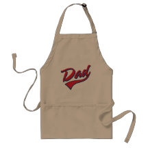 Rojo del papá del béisbol delantales