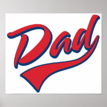 Rojo del papá del béisbol impresiones