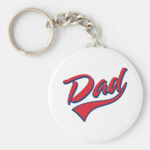 Rojo del papá del béisbol llavero