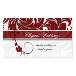 Rojo elegante de la hoja floral del planificador d tarjetas de visita