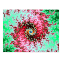 Rojo en espiral doble verde del fractal tarjetas postales