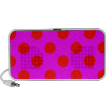 Rojo en lunares grandes rosados fucsias iPod altavoces