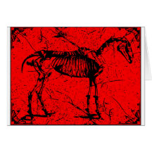 Rojo esquelético del caballo tarjetón