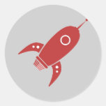 Rojo gordo de la nave de Rocket retro Pegatinas Redondas
