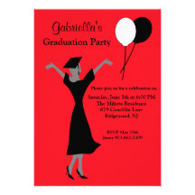 ¡Rojo Hooray!  Invitación del día de graduación