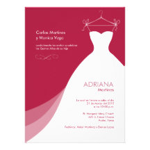 Rojo Invitaciones de Quinceañera Vestido Comunicados Personales