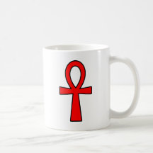 Rojo jeroglífico egipcio de la llave de la vida de taza de café