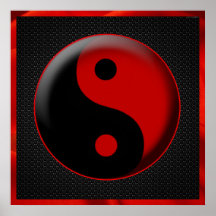 ROJO NEGRO 3D de YIN YANG Posters