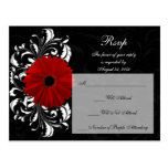 Rojo+Negro+Contestación blanca de RSVP de la marga Tarjetas Postales