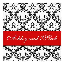 Rojo negro elegante de la invitación del boda del 