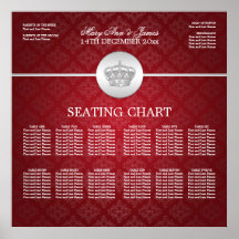Rojo real de la corona del boda de la carta elegan poster